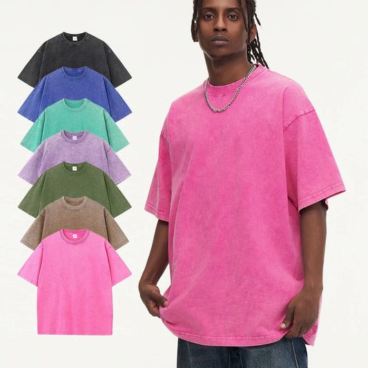Washed Oversized Cotton T-Shirt – Vintage Y2K Short Sleeve Tee for Men and Women