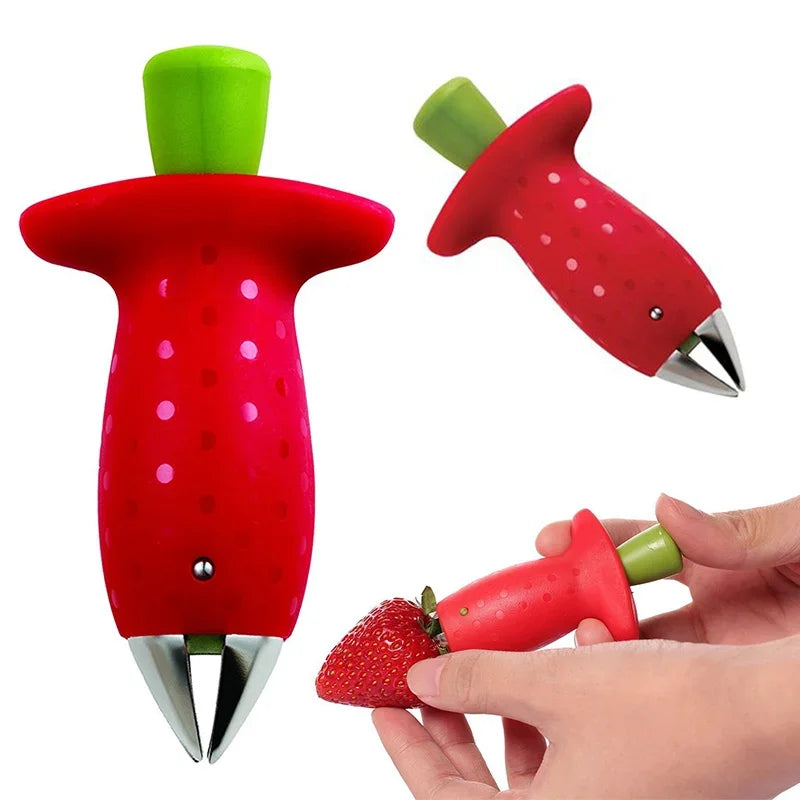 Strawberry Huller and Slicer Tool – Stainless Steel Leaf Stem Remover for Fruit, Salad, Cake, and Kitchen Prep