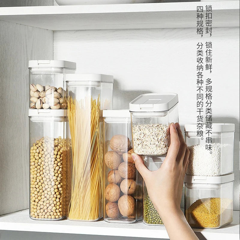 Clear Food-Grade Plastic Storage Jar – Airtight Container for Cereals, Snacks, Beans & Kitchen Organization
