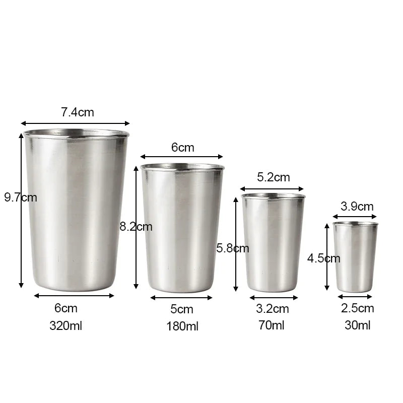 Stainless Steel Mini Cups – 30/70/180/320ML Portable Metal Beer, Wine, and Coffee Mugs for Camping & Travel