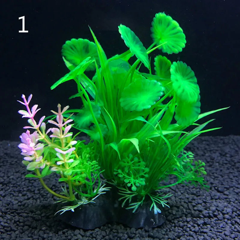 Artificial Aquarium Plants Set – 12-Style Plastic Aquatic Weeds and Grass Decorations for Fish Tank Landscaping (14cm Height)
