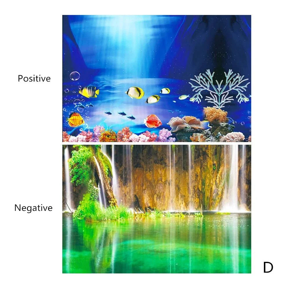 3D Aquarium Background Sticker – Double-Sided Fish Tank Landscape Poster – Ocean Plant Aquascape Waterproof Wallpaper Décor
