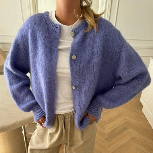 Women's Y2K Button-Up Knit Cardigan – Soft Long Sleeve Streetwear Sweater Top for Autumn and Winter