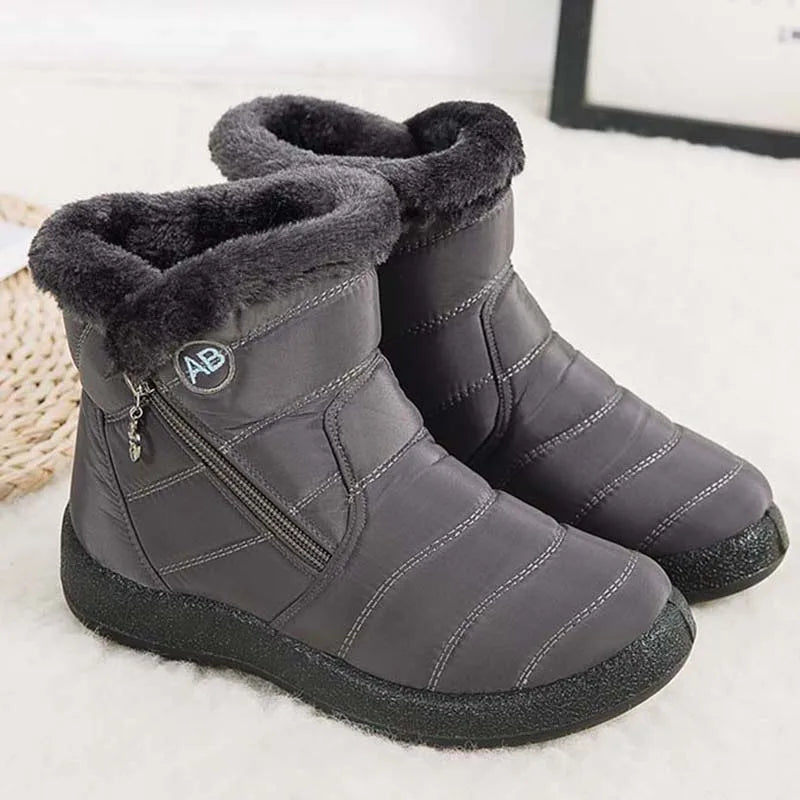 Waterproof Fur-Lined Winter Snow Boots for Women with Zipper Closure and Plush Interior