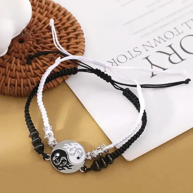 Yin Yang Dragon Charm Bracelets – Adjustable Couple Friendship Jewelry Set