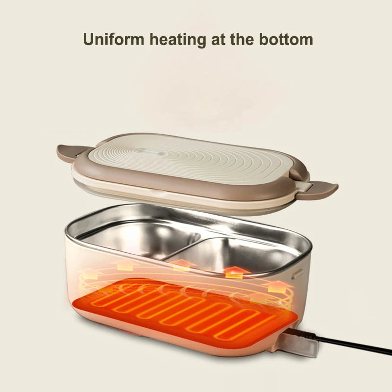 304 Stainless Steel Electric Lunch Box – Portable Water-Free Food Warmer with Constant Temperature Heating (220V)