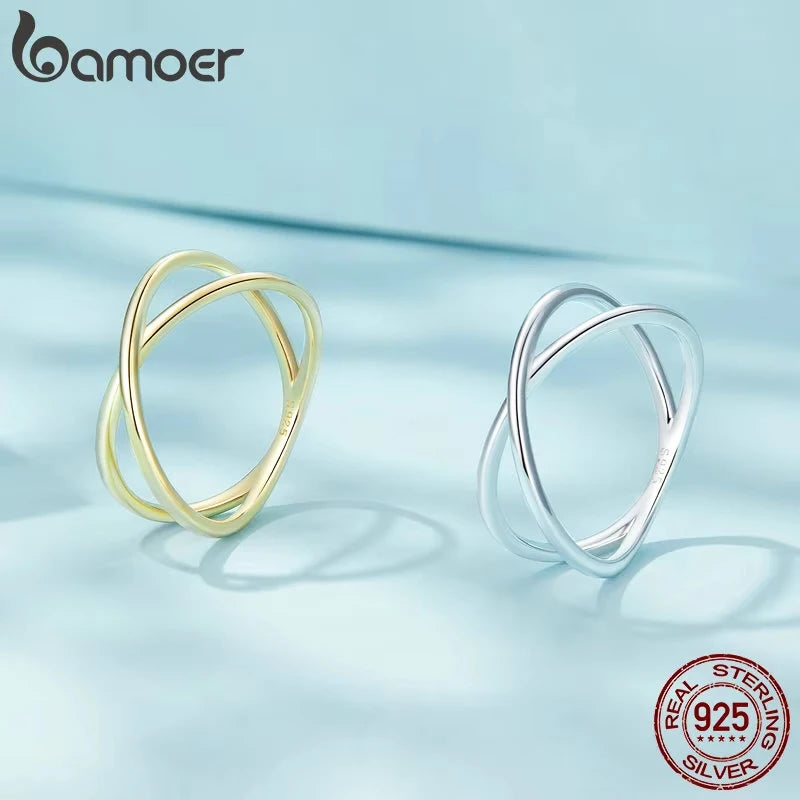 14K Gold Plated X Cross Ring for Women – Minimalist 925 Sterling Silver Promise Jewelry
