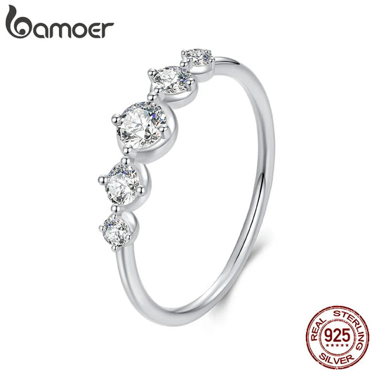 White Gold Plated Bubble Eternity Ring for Women – 925 Sterling Silver with Sparkling CZ Half Band