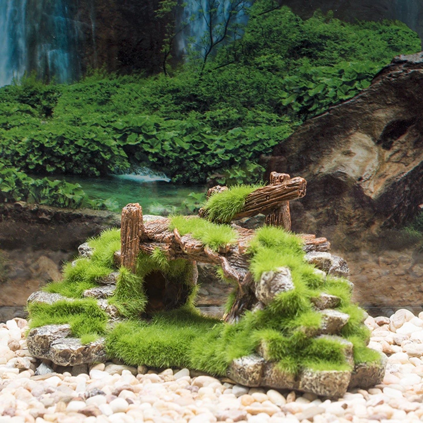 Aquarium Rockery Bridge Decoration – Multifunctional Resin Cave Ornament for Fish Tank Landscaping and Tabletop Aquatic Displays