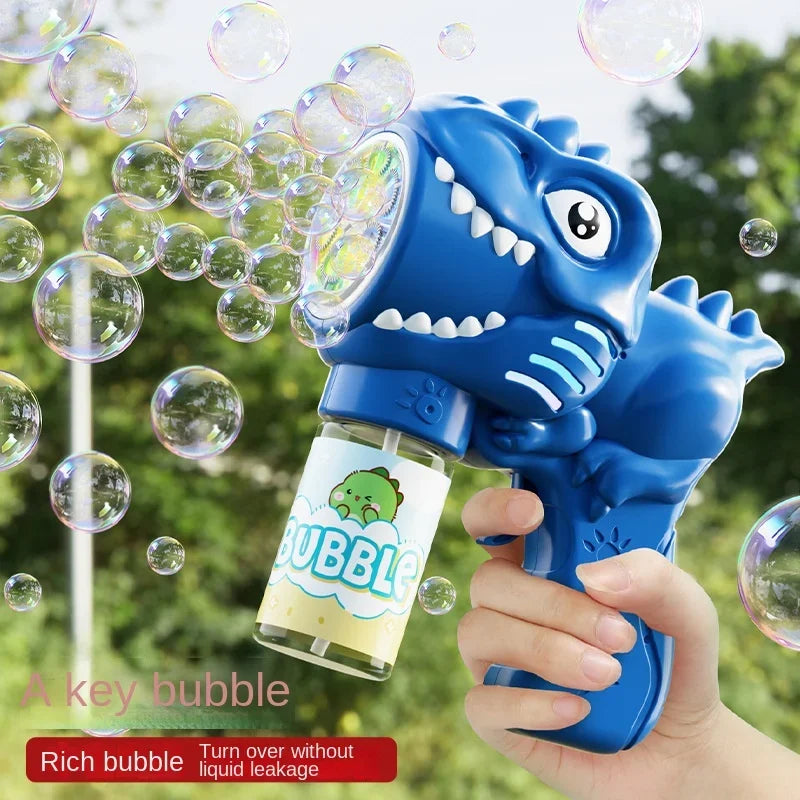 6-Hole Dinosaur Bubble Machine – Automatic Electric Bubble Gun with Lights for Outdoor Play