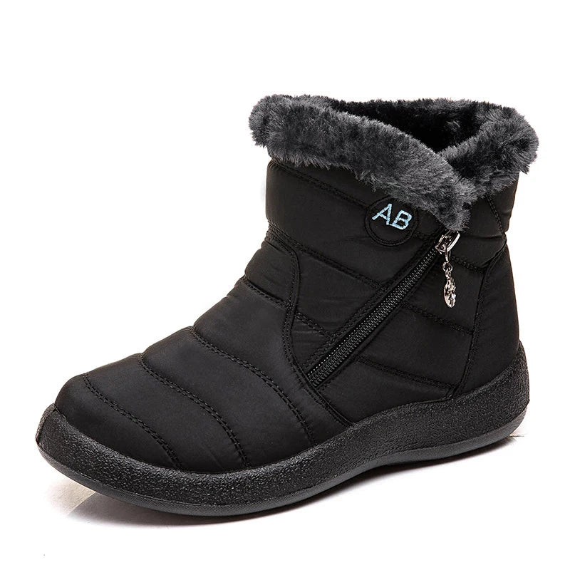 Waterproof Fur-Lined Winter Snow Boots for Women with Zipper Closure and Plush Interior