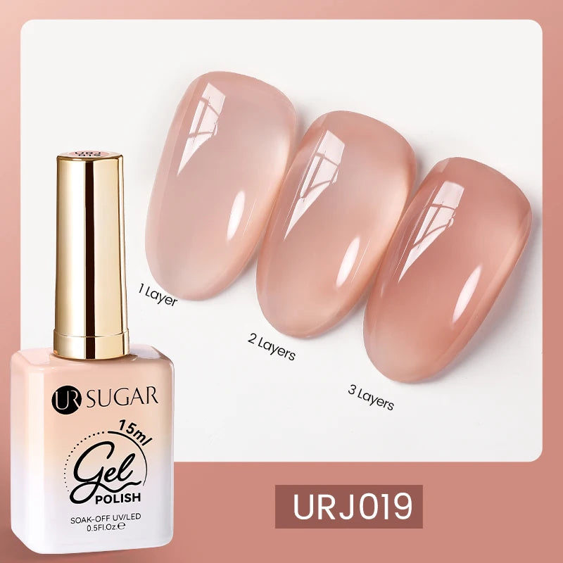 UR SUGAR 15ml Blood Red Jelly Gel Polish – Translucent Crystal Nude Gel for Fall & Winter UV/LED Manicure