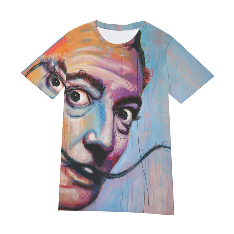 3D Printed Salvador Dali Graphic T-Shirt – Funny Unisex Short Sleeve Casual Streetwear Tee for Men and Women