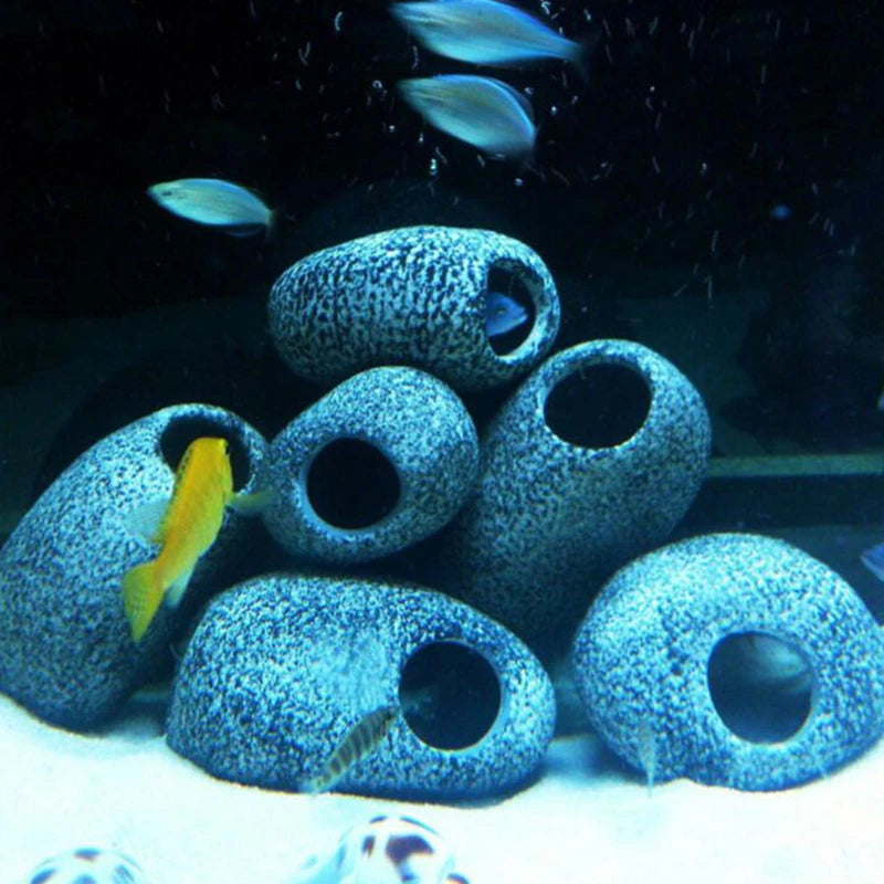 Cichlid Stone Cave Aquarium Ornament – Resin Shrimp Breeding Hideout for Fish Tank or Pond – Decorative Shelter for Aquatic Pets