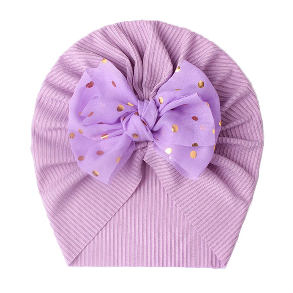 Soft Cotton Baby Turban Hat with Bow – Infant Girl Beanie for Newborn to 2 Years, Photography & Daily Wear