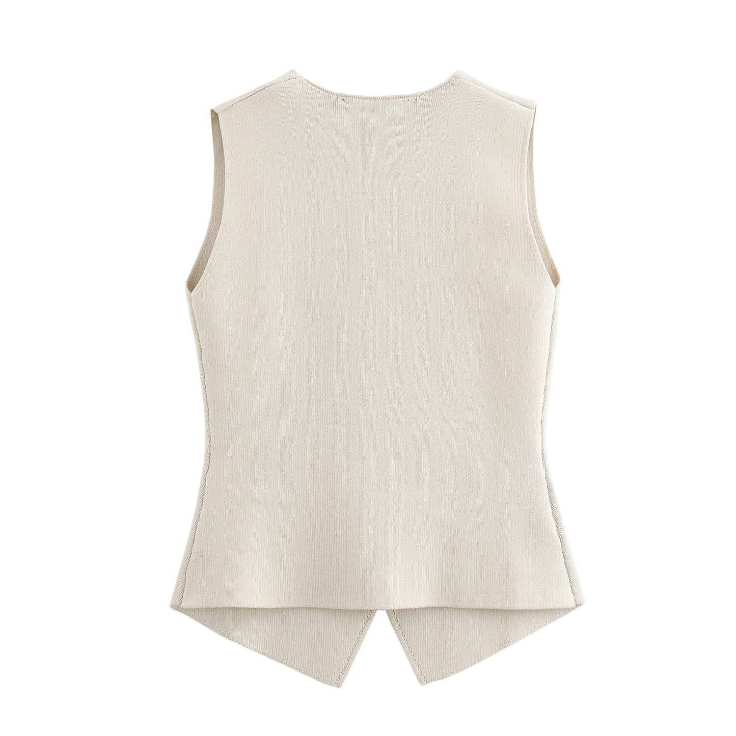 V-Neck Sleeveless Knit Vest – Slim Fit Minimalist Button-Up Streetwear Top