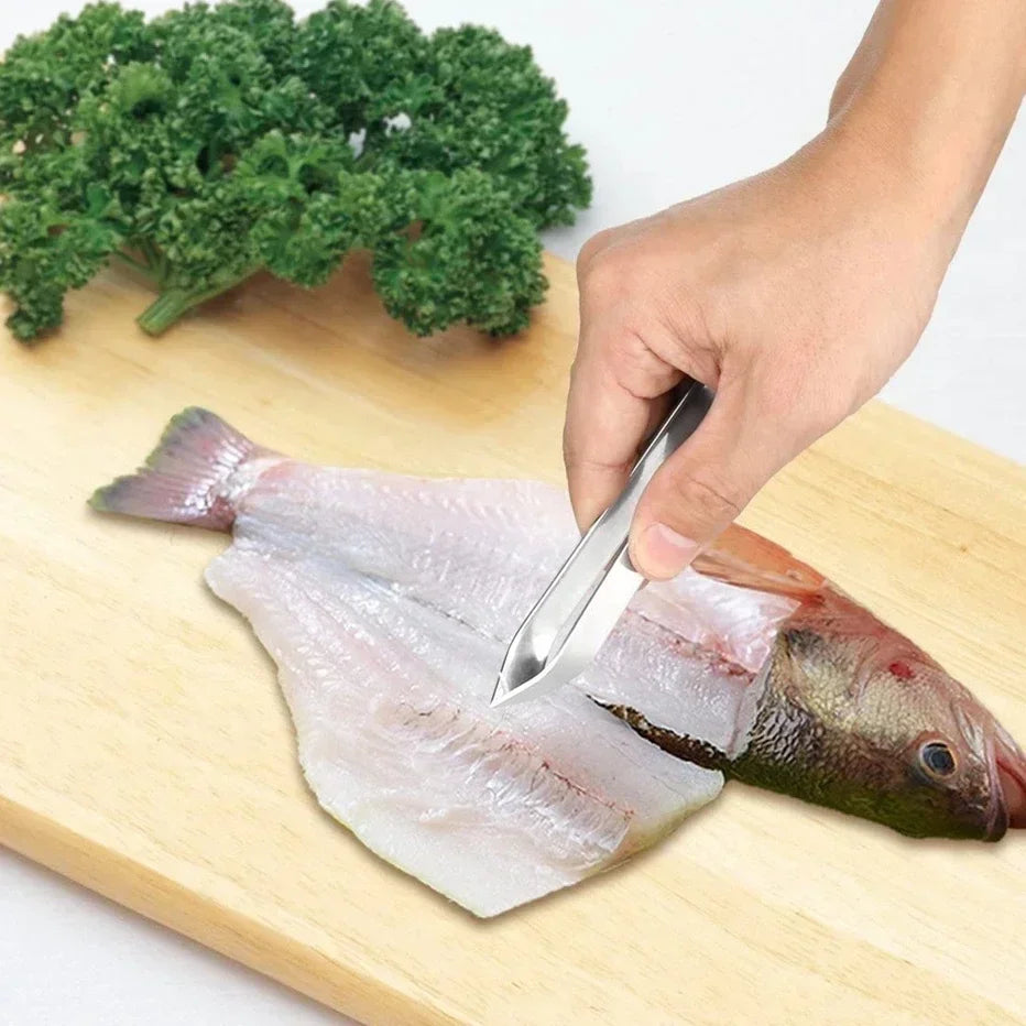 Stainless Steel Fish Scale Remover – Fast Cleaning Tool with Scraper, Peeler, Bone Scaler & Tweezer for Efficient Fish Prep