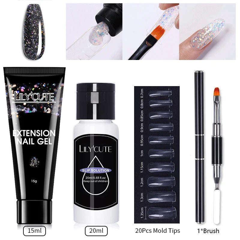 15ml Nail Extension Gel Kit – Soak Off UV Acrylic Gel in White, Clear & Pink for Home or Salon Nail Art