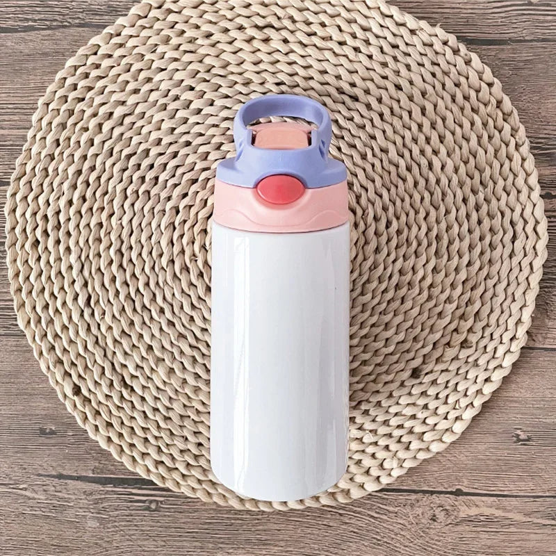 12oz Stainless Steel Kids Sippy Cup – Double Wall Insulated Tumbler with Straw and Flip-Top Lid