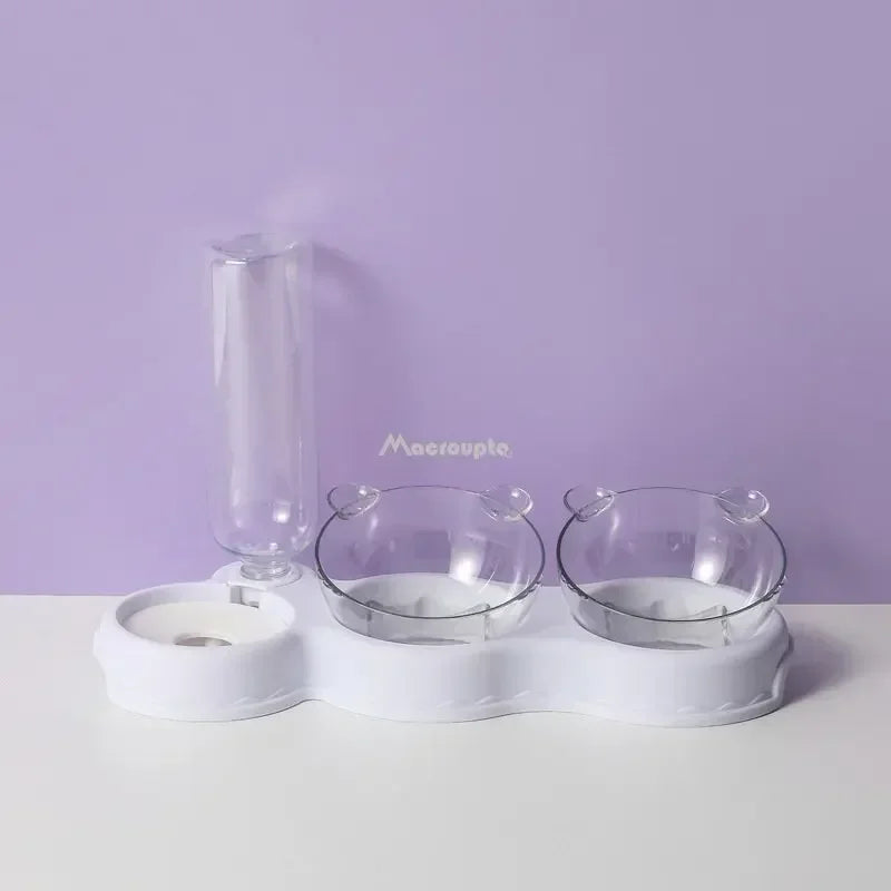 3-in-1 Automatic Cat & Dog Feeder with Water Fountain – Elevated Double Bowl Food and Water Dispenser