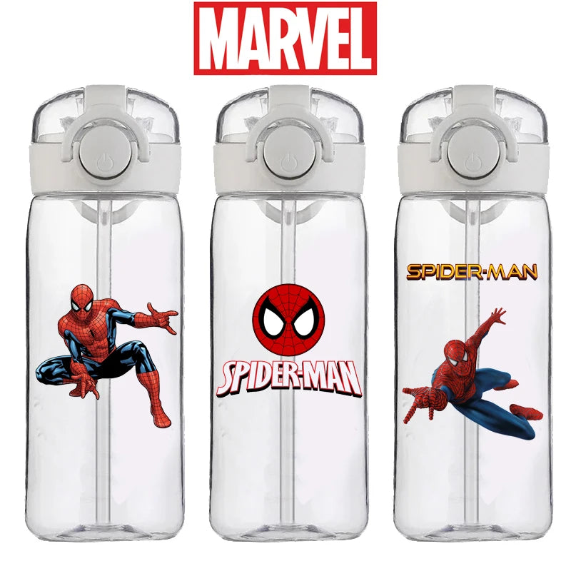 400ml Spider-Man Cartoon Water Bottle – Heat-Resistant Plastic Cup for Boys and Girls, Food-Grade Student Drinking Cup Gift