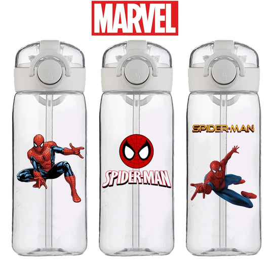 400ml Spider-Man Cartoon Water Bottle – Heat-Resistant Plastic Cup for Boys and Girls, Food-Grade Student Drinking Cup Gift
