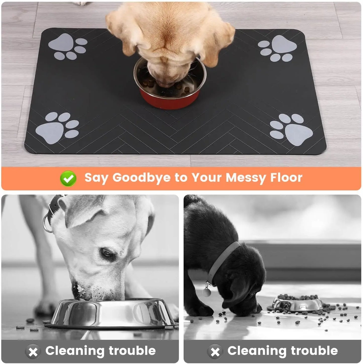 Absorbent Pet Feeding Mat – Quick-Dry Placemat with Waterproof Non-Slip Backing for Dog and Cat Food Bowls