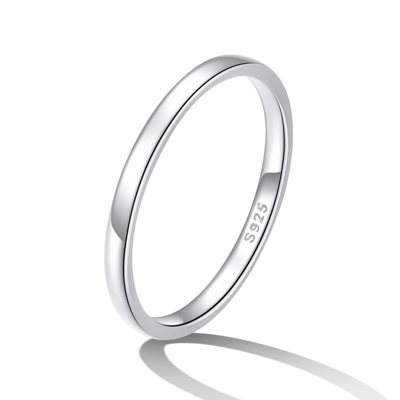 925 Sterling Silver Minimalist Stackable Eternity Ring – Simple Round Band for Women