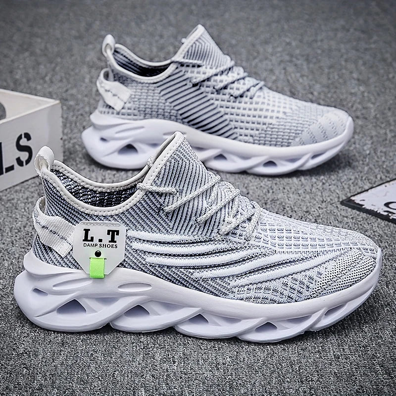 Unisex Low-Top Running Sneakers – Breathable Mesh Sports Shoes with Elastic Band for Jogging and Casual Wear