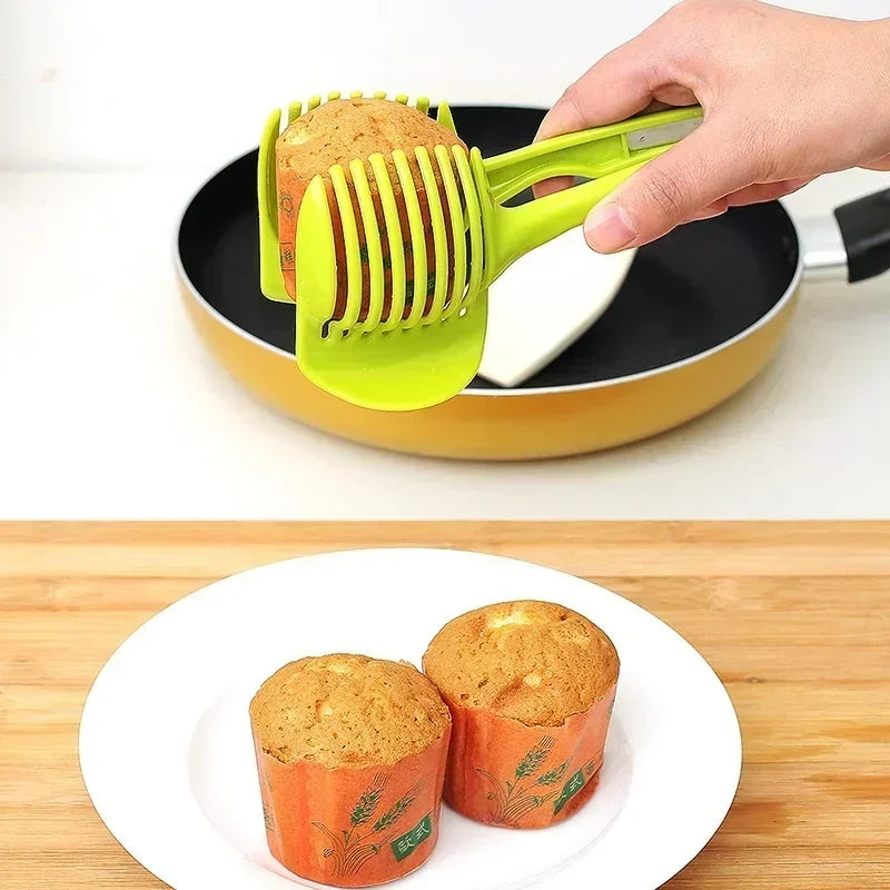 Stainless Steel Handheld Fruit and Vegetable Slicer – Orange, Lemon, Tomato, Onion Cutter Clip for Kitchen Prep