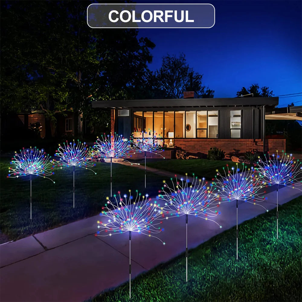 Solar Firework Garden Lights – IP65 Waterproof Copper Wire LED Lawn Lamps – 90/150/200 LEDs with 8 Modes for Patio, Yard, Holiday, and Christmas Décor
