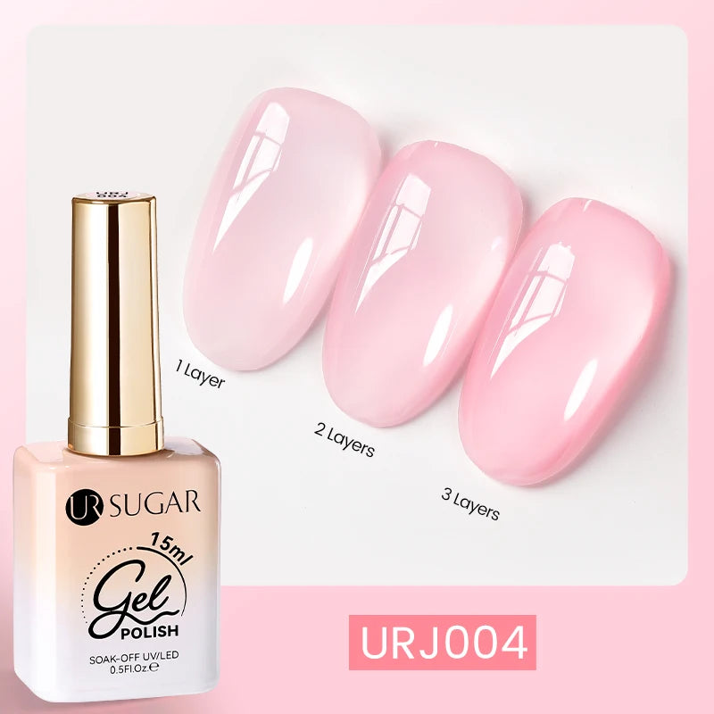 UR SUGAR 15ml Blood Red Jelly Gel Polish – Translucent Crystal Nude Gel for Fall & Winter UV/LED Manicure