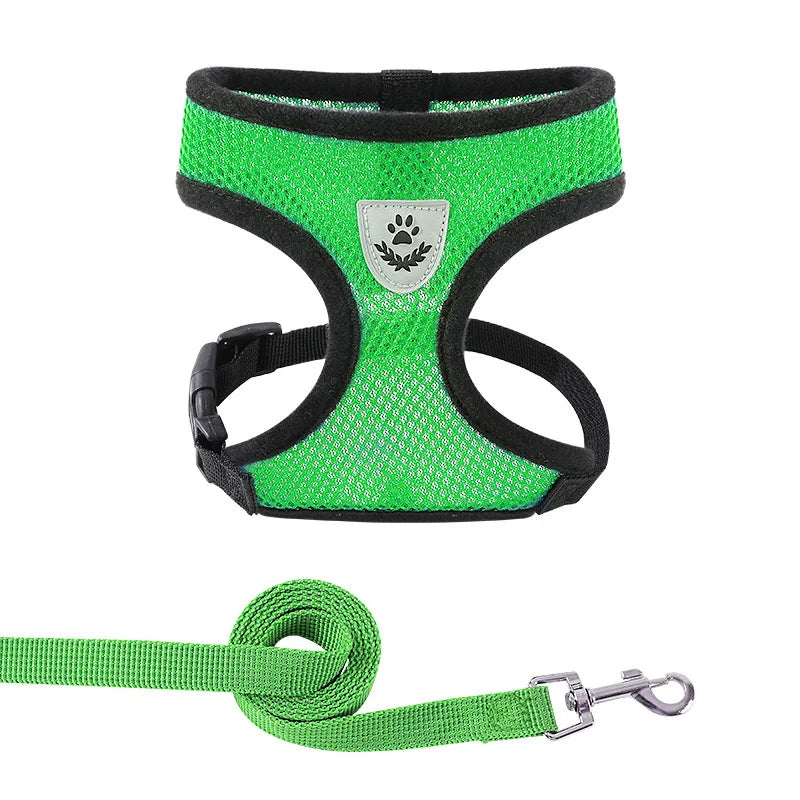 Adjustable Reflective Mesh Dog & Cat Harness with Leash – Breathable Vest for Small Pets