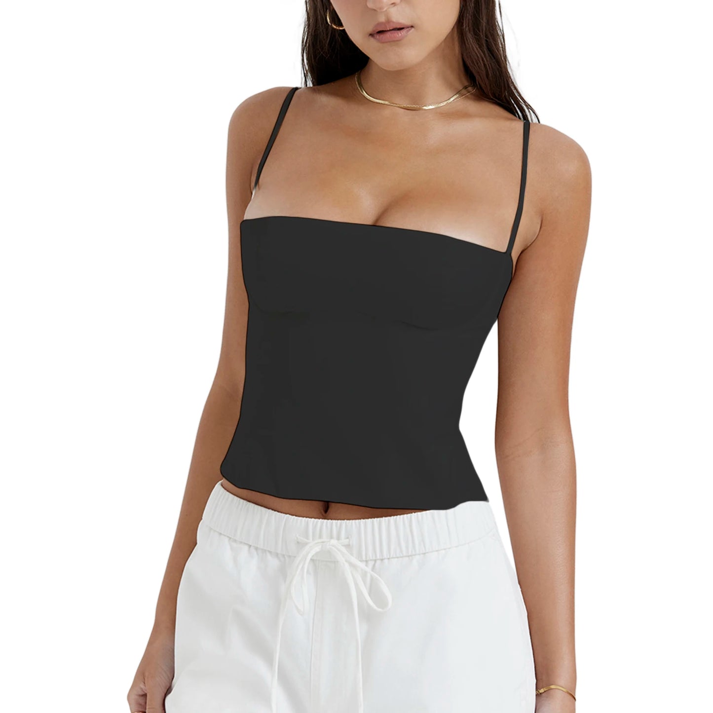 Women's Y2K Backless Zip-Up Corset Crop Top – Elegant Spaghetti Strap Bustier Camisole for Summer Clubwear and Vintage Style
