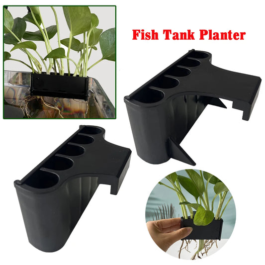Aquarium Hanging Planter Basket with Hook – Durable Plastic Live Plant Holder for Fish Tanks – Promotes Root Growth & Water Circulation – Short & Long Hook Options