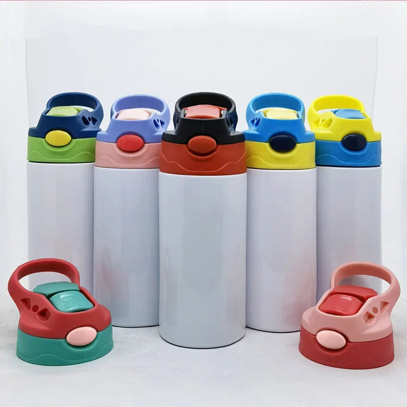 12oz Stainless Steel Kids Sippy Cup – Double Wall Insulated Tumbler with Straw and Flip-Top Lid
