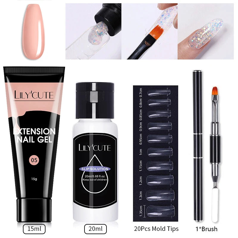15ml Nail Extension Gel Kit – Soak Off UV Acrylic Gel in White, Clear & Pink for Home or Salon Nail Art