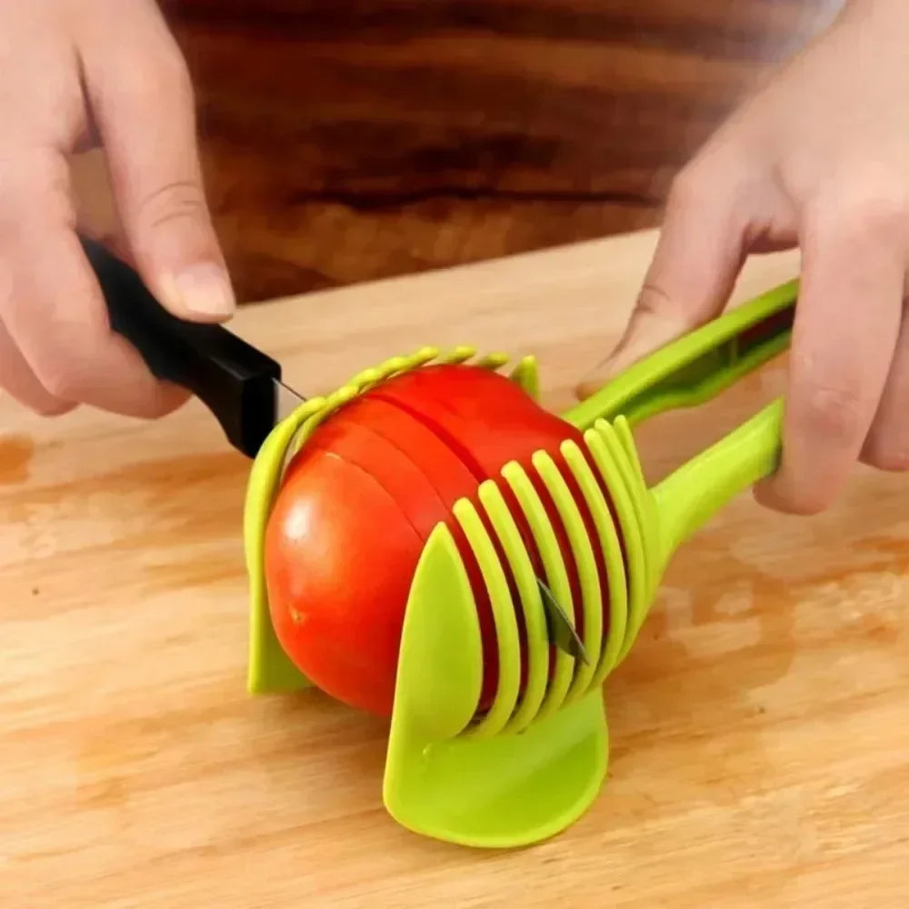 Stainless Steel Handheld Fruit and Vegetable Slicer – Orange, Lemon, Tomato, Onion Cutter Clip for Kitchen Prep