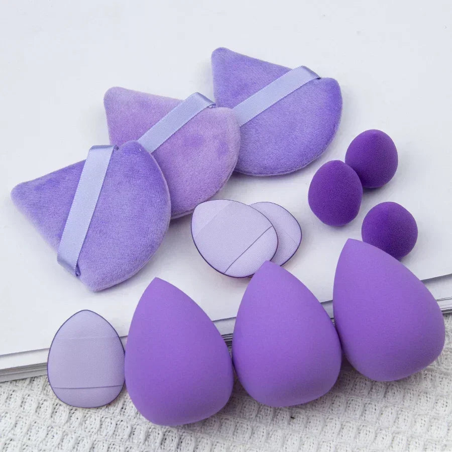 12/14-Piece Makeup Sponge Set – Latex-Free Cosmetic Puffs & Beauty Blenders for Foundation, Powder, and Wet/Dry Use