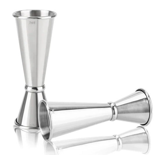 2PCS Stainless Steel Cocktail Measuring Jiggers – 30ml/60ml Double-Sided Spirit Measure Cups for Bartending, Home Bar, and Kitchen Use