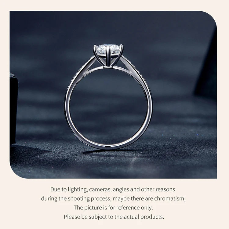 0.8 Carat Moissanite Engagement Ring – D Color VVS1 Stone with Zircon Accents on 925 Sterling Silver for Women
