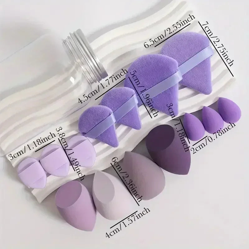 12/14-Piece Makeup Sponge Set – Latex-Free Cosmetic Puffs & Beauty Blenders for Foundation, Powder, and Wet/Dry Use