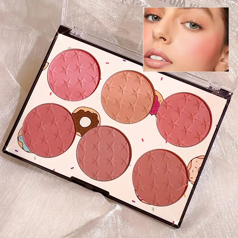 6-Color Matte Blush Palette – High Pigment, Long-Lasting Natural Cheek Colors for Daily Makeup