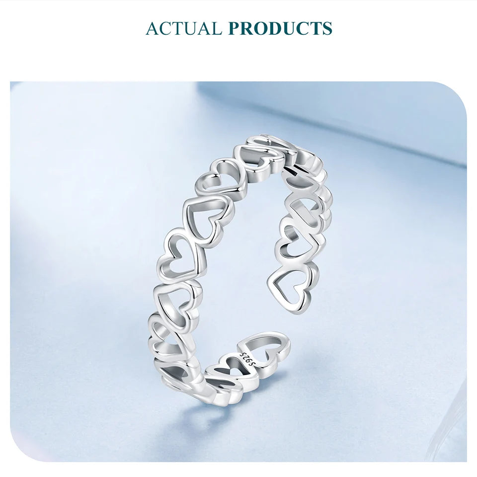 925 Sterling Silver Heart Stackable Ring – Classic Valentine's Love Band for Women
