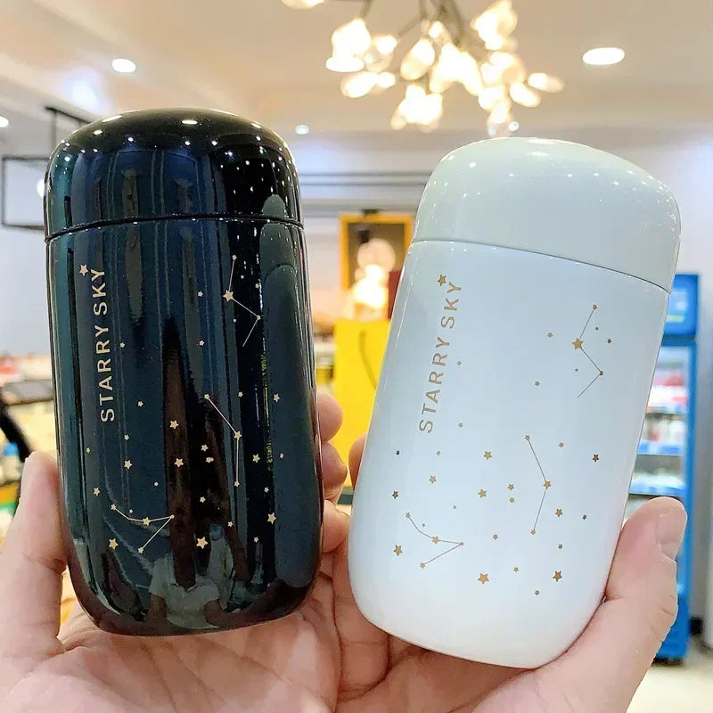 200ML Starry Sky Mini Thermos Bottle – Leakproof Stainless Steel Vacuum Flask Coffee Mug for Travel and Daily Use