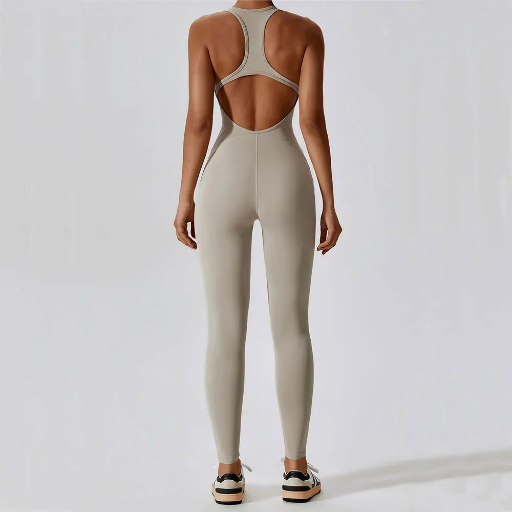 Women's Sleeveless Yoga Jumpsuit – Full-Length Push-Up Activewear for Fitness, Pilates & Gym