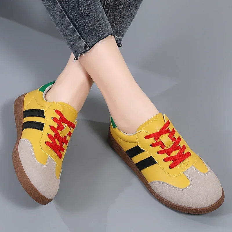 Women’s White Platform Sneakers – Fashion Casual Lace-Up Vulcanized Flats, Comfortable Everyday Walking Shoes for Spring Style