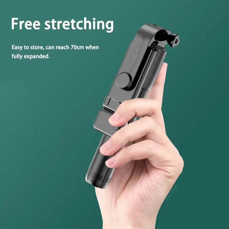 Wireless Bluetooth Selfie Stick with Fill Light – Mini Tripod Stand, Remote Shutter, Adjustable Phone Holder for iPhone, Samsung, Xiaomi