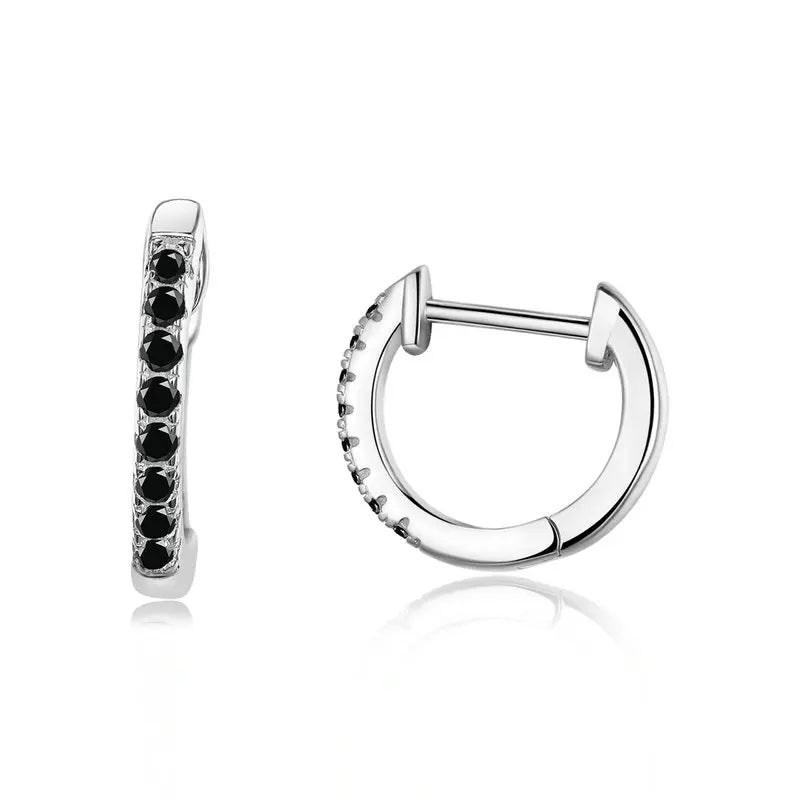 14K Gold Plated 925 Sterling Silver Cuff Earrings – Colorful Zircon Huggie Hoops for Women, 10 Color Options