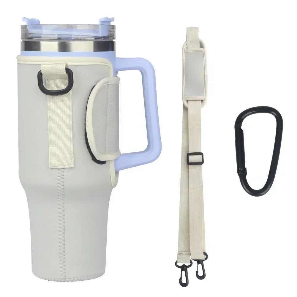 40oz Water Bottle Carrier Pouch with Adjustable Shoulder Strap – Insulated Cover for Thermos, Mug, or Sports Bottle